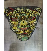 32X27 CM RENKLİ DOKUMA KAPLAN ARMA APLİKE DİKİŞ ÇANTA AKSESUARI