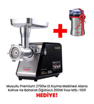 Musullu 2700W Et Kıyma Makinası+ Musullu MSL-1001 Kahve Ve Baharat Öğütücü Inox