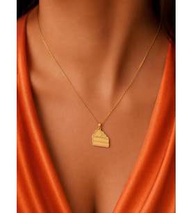 Kişiye Özel Tasarım Çilekli Pasta Figürlü Kolye 925K Gümüş (Gold)