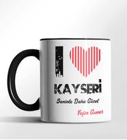 Kişiye Özel Kayseri Seninle Daha Güzel Tema Siyah Renk Kupa (Siyah)