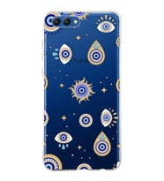 PrintiFy Huawei Honor View 10 ile Uyumlu 1mm Slim Fit Nazar Boncuğu 5 Baskılı Şeffaf  Kılıf
