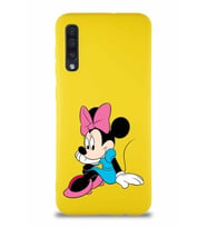 Samsung Galaxy A50 Soft Premier Kapak Minnie Mouse-E Tasarımlı Silikon Kılıf - Sarı (Şeffaf)