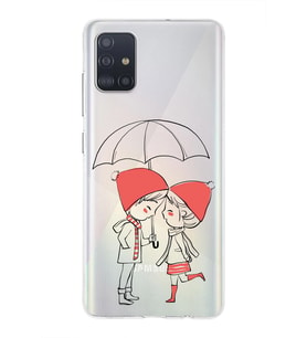 Samsung Galaxy A51 Uyumlu Kapak Aşk Tasarımlı Şeffaf Silikon Kılıf