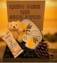 Şık Kahve Fincanı Ve Peluş Ayıcık Hediye Kutusu