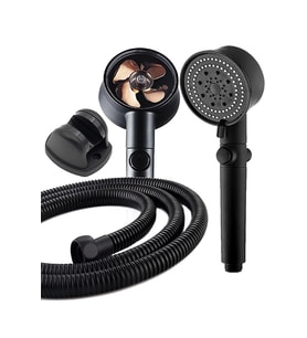 Moonshop Turbo Pervaneli 5 Fonksiyonlu Duş Başlığı Duş Hortumu 150 Cm Ve Mafsal Set...