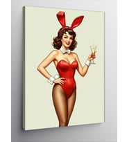 Kanvas Tablo Kadeh Tutan Pinup Kadın