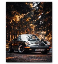 Cakatablo MDF (Ahşap) Tablo Porsche 911 Cabrio ve Orman Yolu