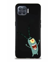 Oppo Reno 4 Lite Soft Premier Kapak Plankton Tasarımlı Silikon Kılıf - Siyah (Şeffaf)
