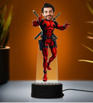 Doğum Günü Hediyesi,Sevgiliye Hediye, Kişiye Özel Fotoğraflı Deadpol Karikatür 3D Led Lamba (Beyaz)