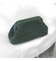 El Yapımı Simli Kadın Clutch Çanta – Şık Davet ve Gece Çantası