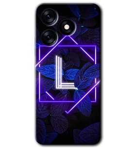 Tecno Spark 10 4G Kılıf HD Desen Baskılı Kılıf - Dark Neon Yaprak L Harfi