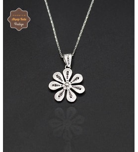 Papatya Model 925 Ayar Saf Gümüş Telkari Kadın Kolye 201024647