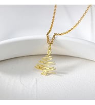 Kişiye Özel Tasarım Yılbaşı Temalı Yılbaşı Ağacı Kolye 925K Gümüş (Gold)