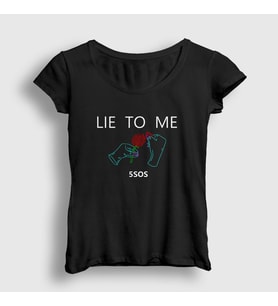Presmono Kadın Siyah Lie 5 Seconds Of Summer T-Shirt 78893tt