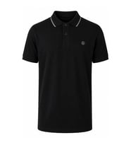 Trender Logolu Pike Çizgi Yaka Siyah Erkek Polo Yaka T-shirt 2063
