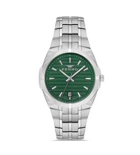 Ferro FM40143A-A6 Quartz Çelik Gri Yeşil Kadran 42 mm Erkek Kol Saati