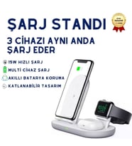 Soultech Boom3 15W 3-in-1 Kablosuz Şarj İstasyonu – Telefon, Apple Watch ve Kulaklık için Qi Wireless Charging Stand
