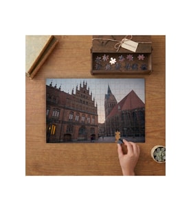 Saat Kulesi - Şehir Manzarası - Tarihi Yapı Tasarımı 240 parça Ahşap Puzzle Ahşap Kutuda MP05981