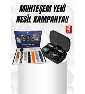 Ucuz Kaliteli Yeni Nesil 7 Kordonlu Akıllı Saat Kablosuz Bluetooth Kulaklık Anc Özelliği