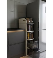 5 Katlı Mutfak Dolabı Kiler Düzenleyici Şeffaf Kapaklı Portatif Organizer Dolap (Beyaz)