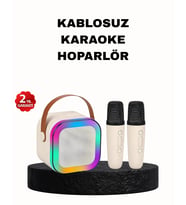 Karaoke Hoparlör Taşınabilir Çift Mikrofonlu ve LED Işıklı Bluetooth 5.0