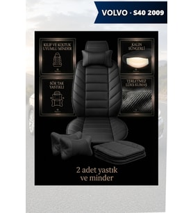 volvo s40 2009 Koltuk ve Kılıf uyumlu Minder Lüks Siyah Yastık 2 Minder 2 Yastık