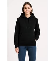 Üç İplik Kapüşonlu Kanguru Çepli SweatShirt Hoodie - Siyah