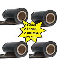 Palet Siyah Dilimli Streç 25 CM 17 Mic.  1000Gr / 300mt. Siyah 4 Adet (K.Siyah)