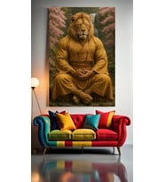 ASLAN SENSEİ 1 Ev Duvar Salon Güzellik Salonu Ofis Dükkan Dekarasyon Kanvas Tablo (Çok Renkli)
