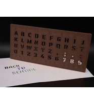 3D Baskı Alfabe, Rakam ve Cetvel Şablonu - Yazı Çizim Kalıbı - Kahverengi