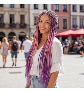 Afrika Örgüsü Ve Rasta İçin Sen Ombreli / Açık Pembe / Lila