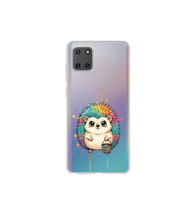 Samsung Galaxy A81 ile Uyumlu Splash Kirpi Tasarımlı Şeffaf Silikon Kılıf