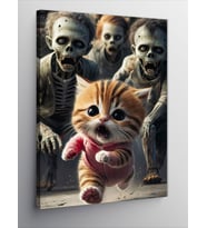 Kanvas Tablo Zombiler Ve Yavru Kedi