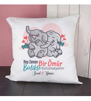 Kişiye Özel Sevimli Filler Kare Yastık