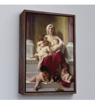 Çerçeveli Yetiştirme Yurdundaki Kadın ve Çocuklar Duvar Tablosu William-Adolphe Bouguereau (Siyah)