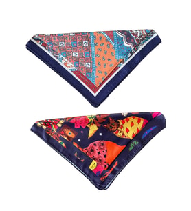 2 Li Saten Bandana Seti Saten Fular Saten Çanta Aksesuarı Özel Desen Bandana 45X50 Cm