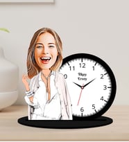 Kişiye Özel 8 Mart Dünya Kadınlar Günü Hediyesi Karikatür Ahşap Biblo Masa Saati