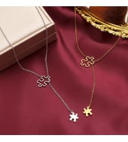 Kişiye Özel 925 Ayar Gümüş İç İçe Yapboz Kolye (Gold)