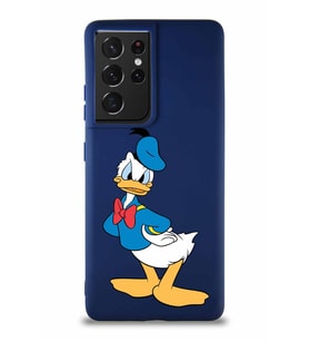 Samsung Galaxy S21 Ultra Soft Premier Kapak Donald Duck-D Tasarımlı Silikon Kılıf - Lacivert (Şeffaf)
