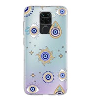 PrintiFy Xiaomi Redmi Note 9 ile Uyumlu 1mm Slim Fit Nazar Boncuğu 5 Baskılı Şeffaf  Kılıf