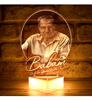 Kişiye Özel Babaya Hediye, Fotoğraflı 3D Lamba (Beyaz)