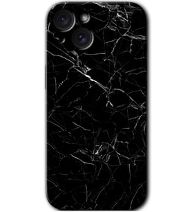 İphone 15 Kılıf HD Desen Baskılı Kılıf - Siyah Mermer