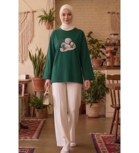 Baskılı Tunik 1739 - Zümrüt Yeşili