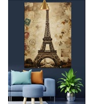 Eyfel Kulesi Şehir Manzarası Dekoratif Kanvas - Mdf Ahşap Tablo