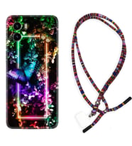 Vivo Y15S Y32 Y33S Y51 Y53S Kılıf Boyun Asklı Rasta Silikon Butterfly Neon 1684