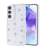 Samsung Galaxy A35 Uyumlu Kılıf Airbag Tasarımlı Simli Şeffaf Zore Kutup Kapak (Beyaz)