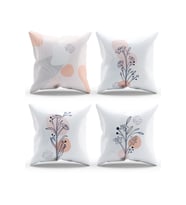 Moud's Çift Tarafı Baskılı Basic Flower Desenli 4'lü Kombin Süet Kırlent Kılıfı