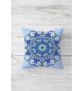 Mandala Desenli Çift Tarafı Baskılı Gizli Fermuarlı Yastık Kılıfı Kırlent Koltuk Yastık Kılıfı (Lacivert)
