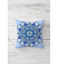 Mandala Desenli Çift Tarafı Baskılı Gizli Fermuarlı Yastık Kılıfı Kırlent Koltuk Yastık Kılıfı (Lacivert)