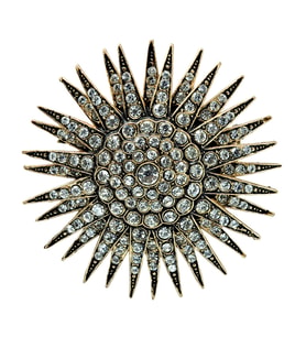 Aşina Gümüş Güneş Swarovski Taşlı Elmas Montür Yaka İğnesi Broş Sevgiliye Hediye